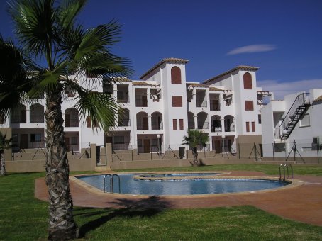 The pool area of the Orihuela apartments